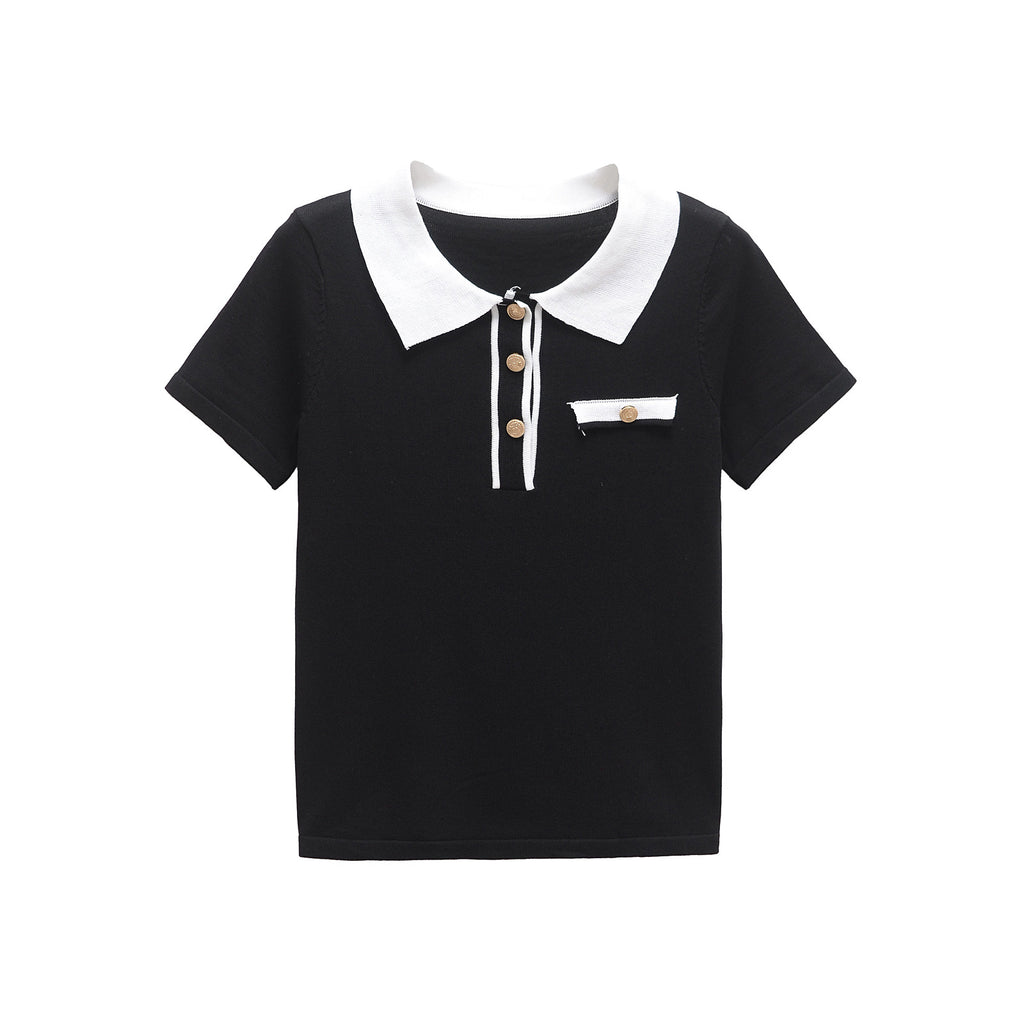 Polo patchwork décontracté pour femme