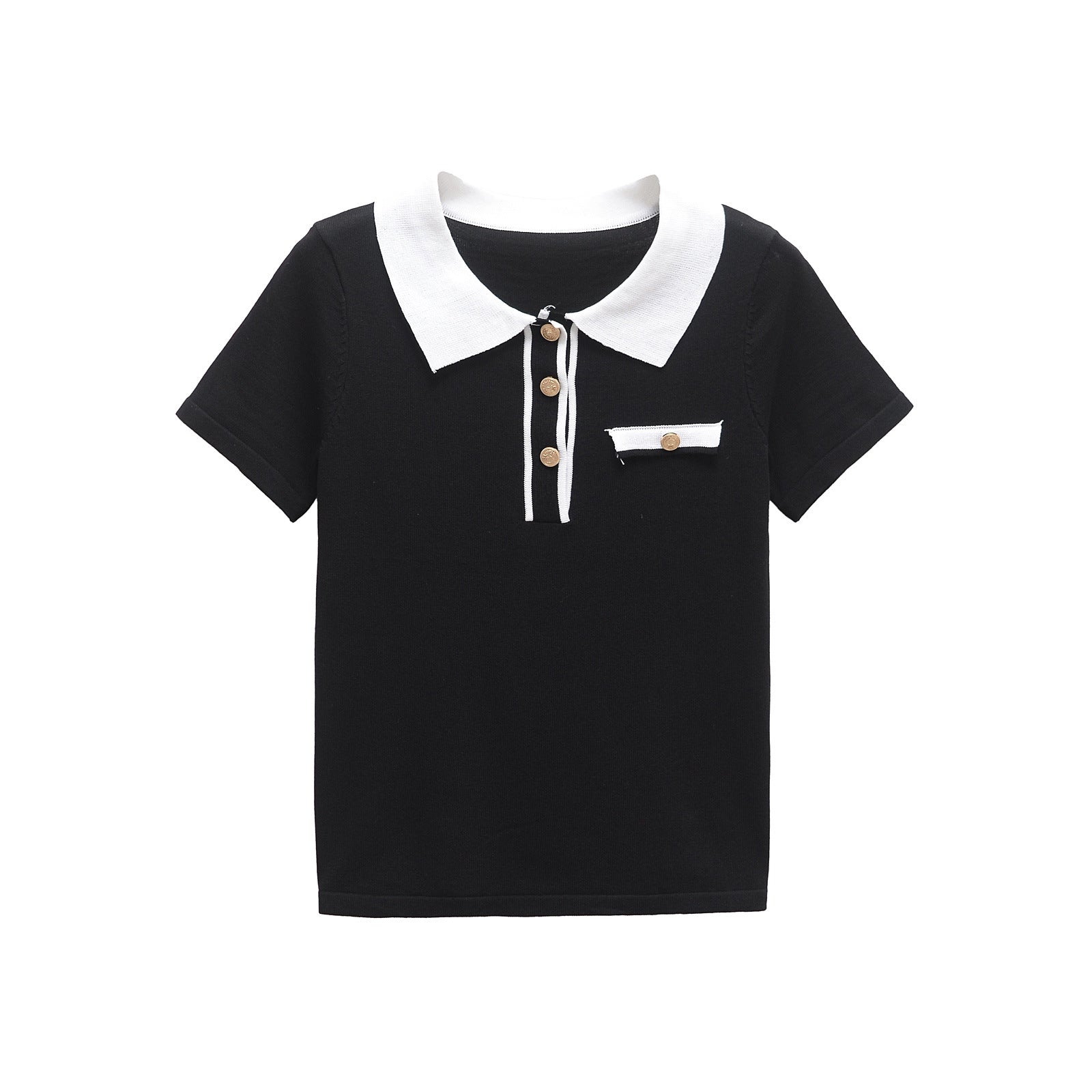 Polo patchwork décontracté pour femme