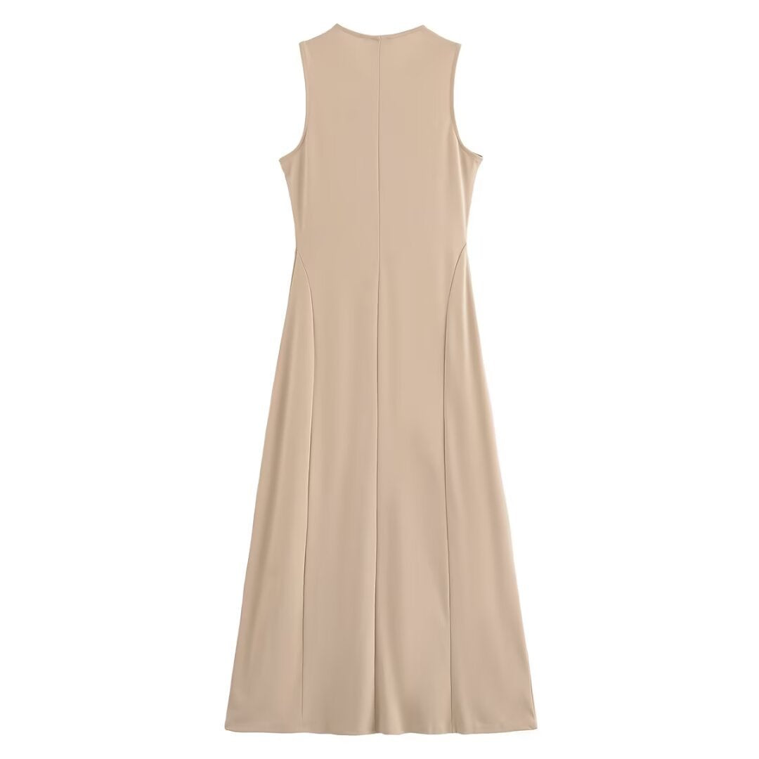 Robe longue sans manches avec décoration nœud