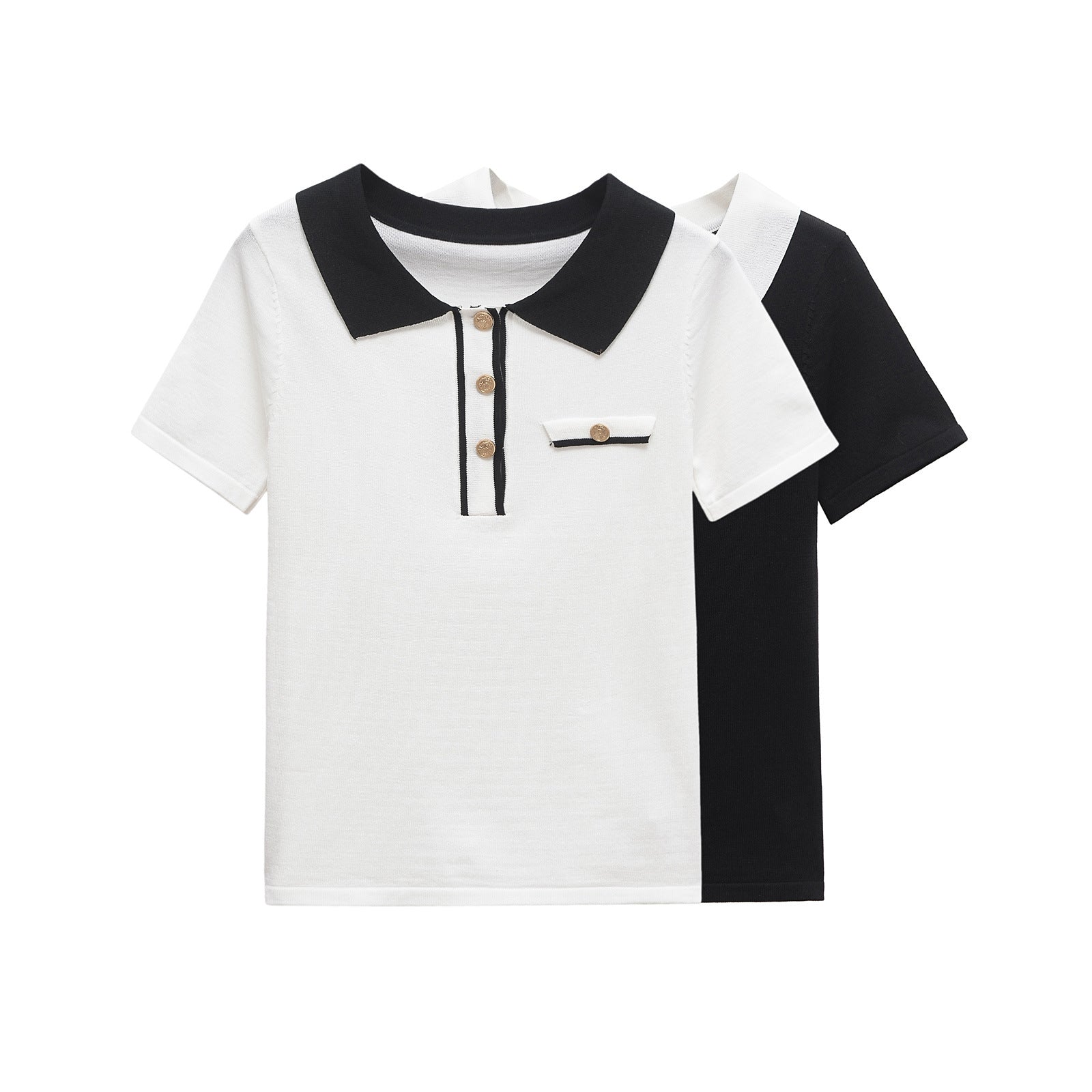 Polo patchwork décontracté pour femme