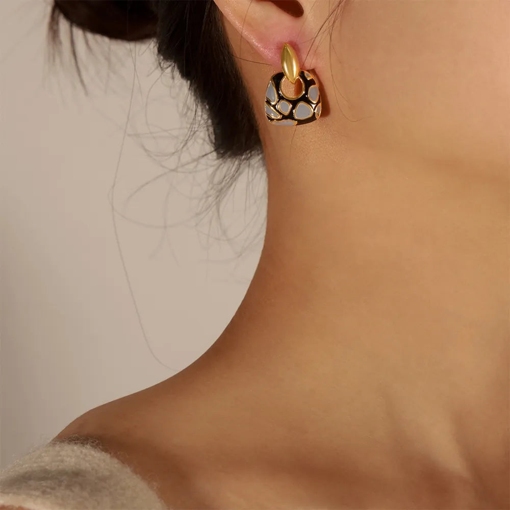 Boucles d'oreilles géométriques léopard - Accessoires mode et élégance