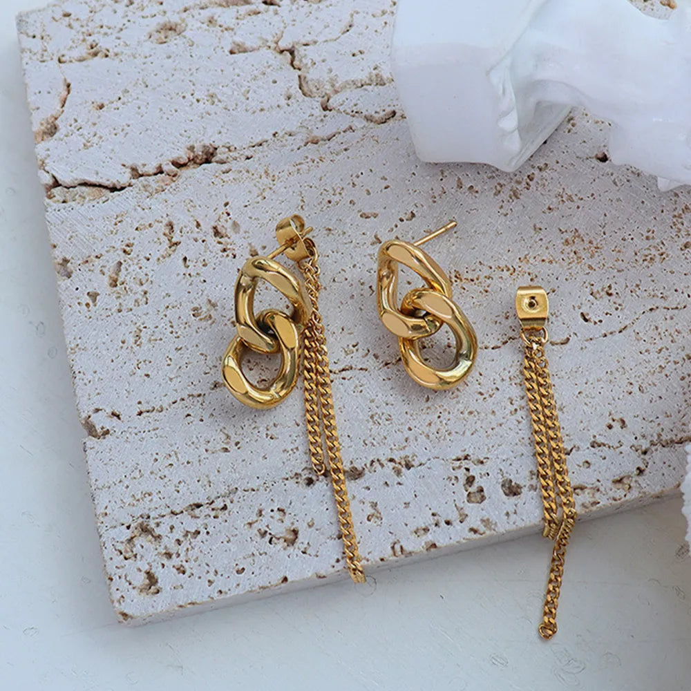 Boucles d'oreilles en acier titane - Forme de chaîne élégante