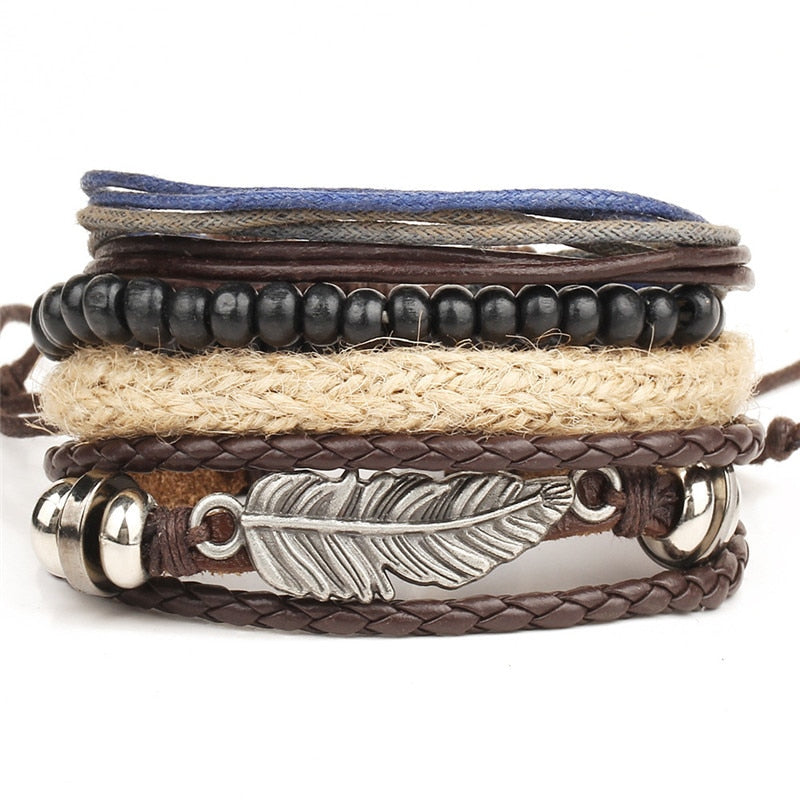 Punk Leather Bracelet Lucky Spade Straight Flush Poker Handmade Charm Bracelet Men Friendship homme Jewelry