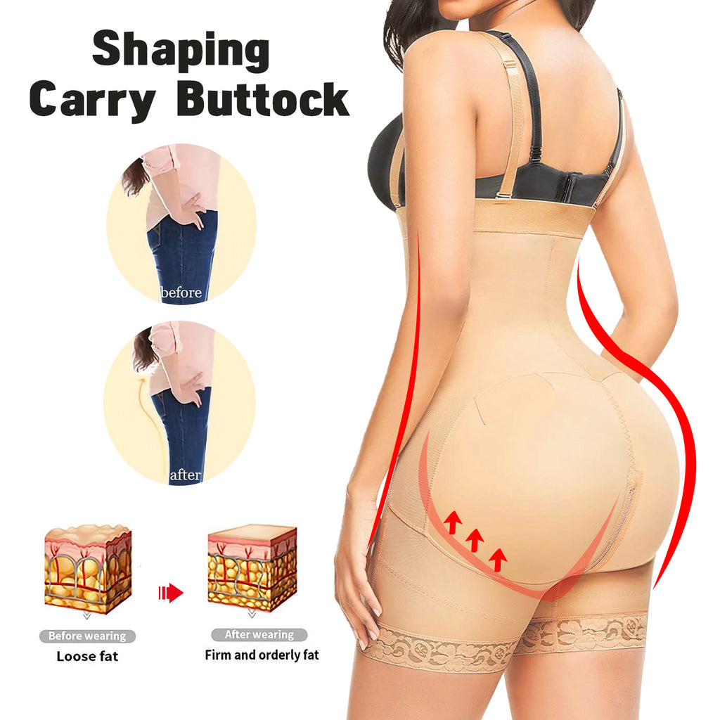 Adjustable seamless high waisted beauty pants with zipper waist cinching body shaping and gathering jumpsuit