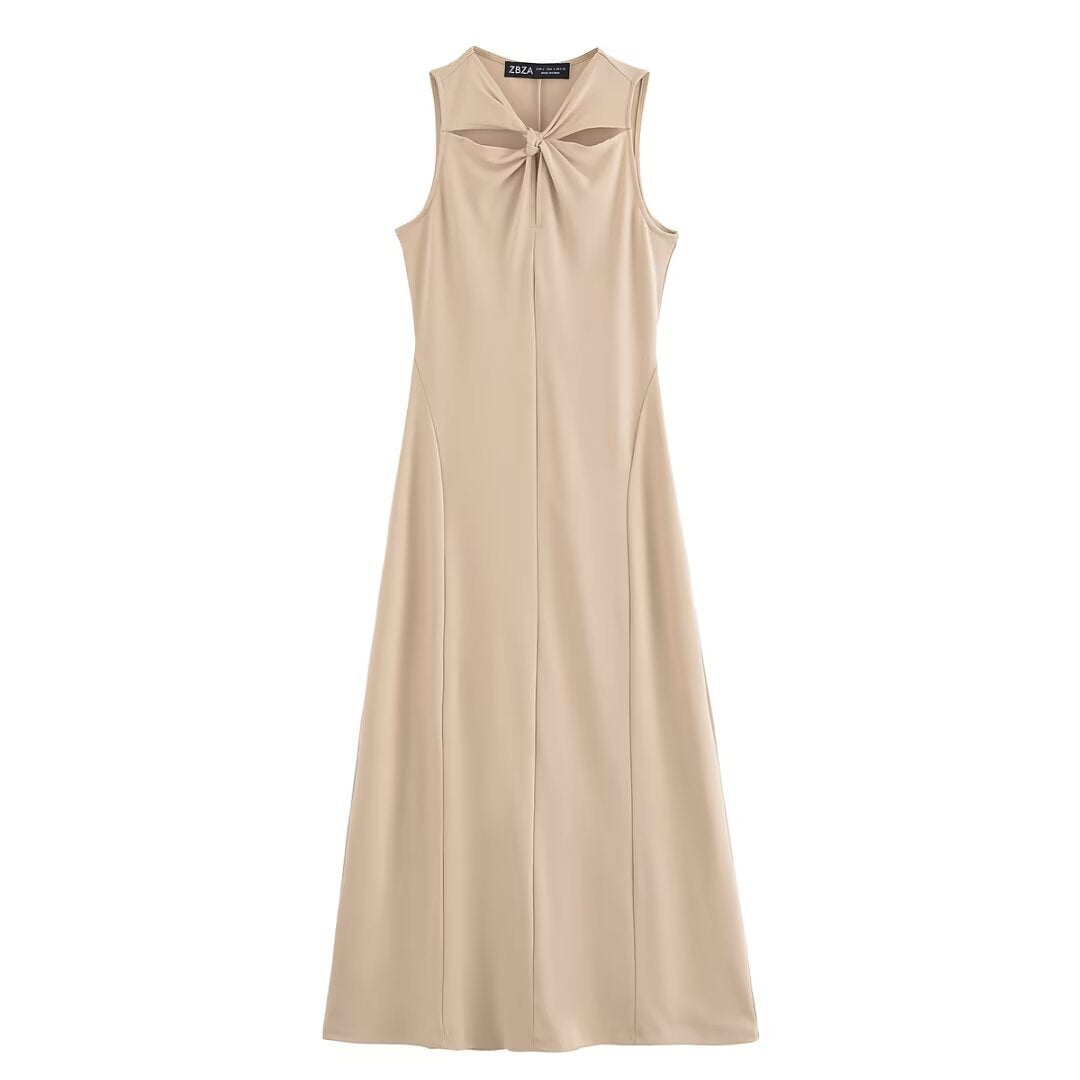 Robe longue sans manches avec décoration nœud