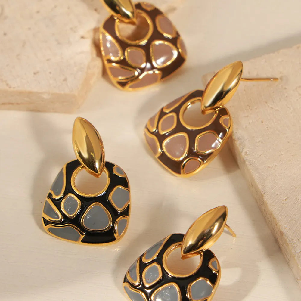 Boucles d'oreilles géométriques léopard - Accessoires mode et élégance