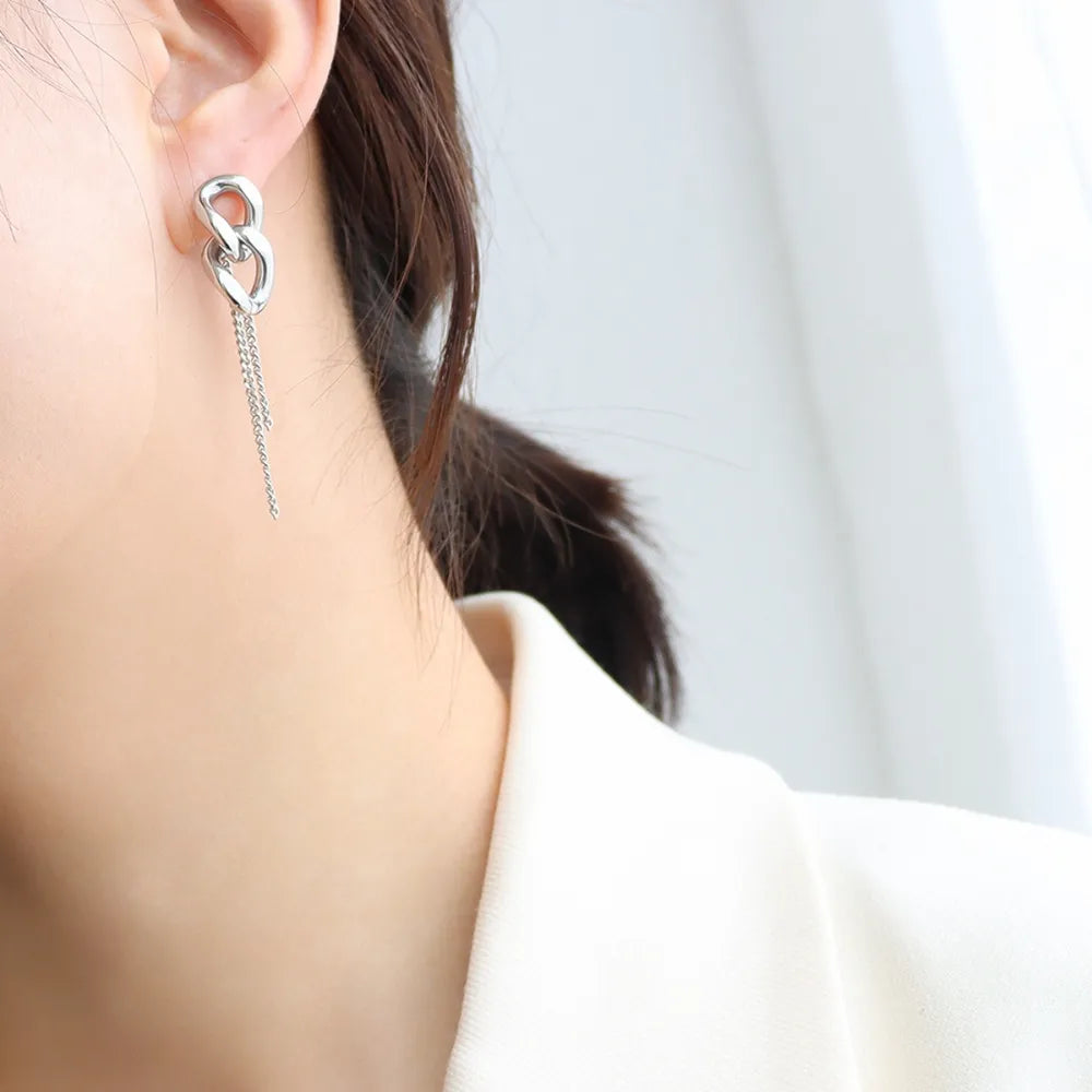 Boucles d'oreilles en acier titane - Forme de chaîne élégante
