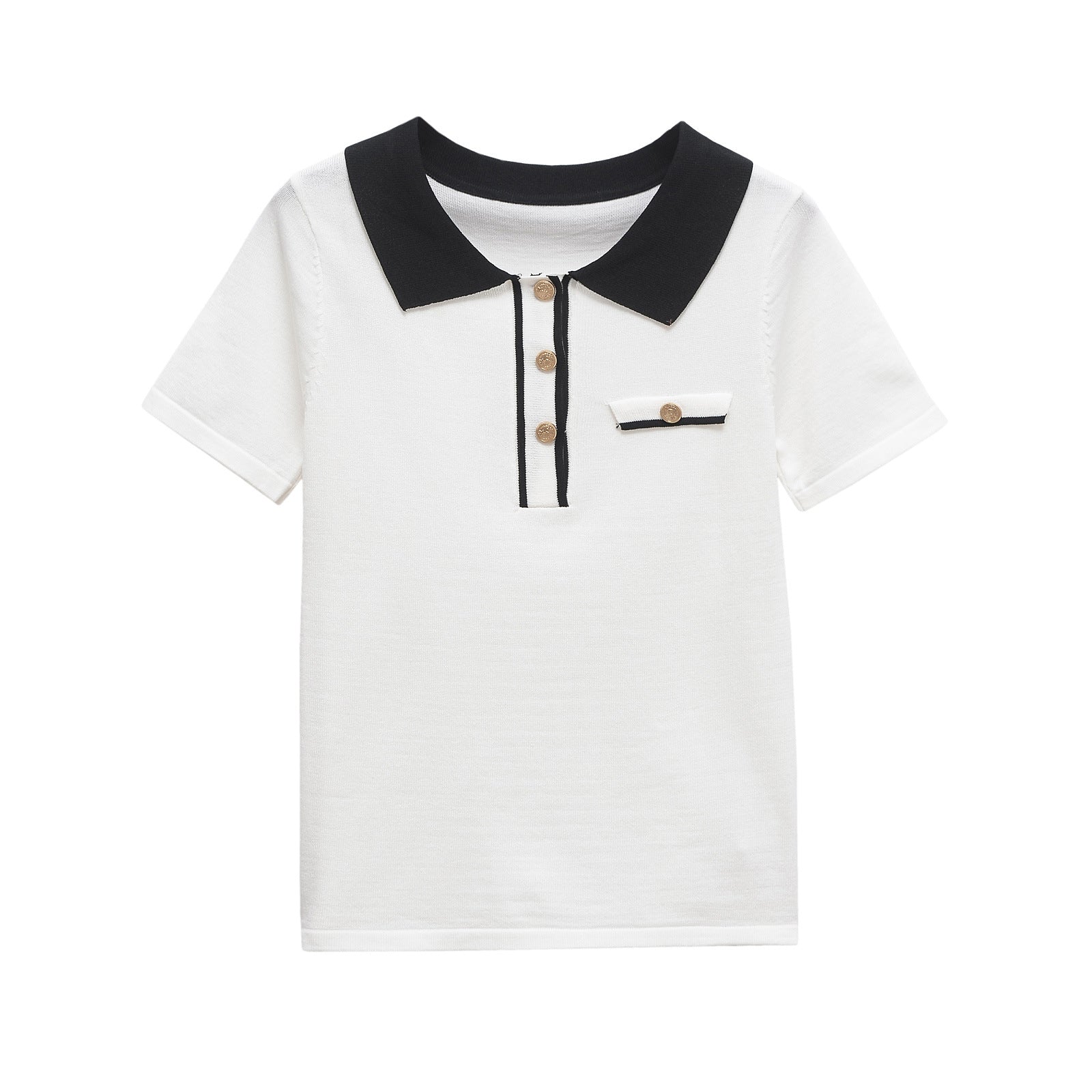 Polo patchwork décontracté pour femme