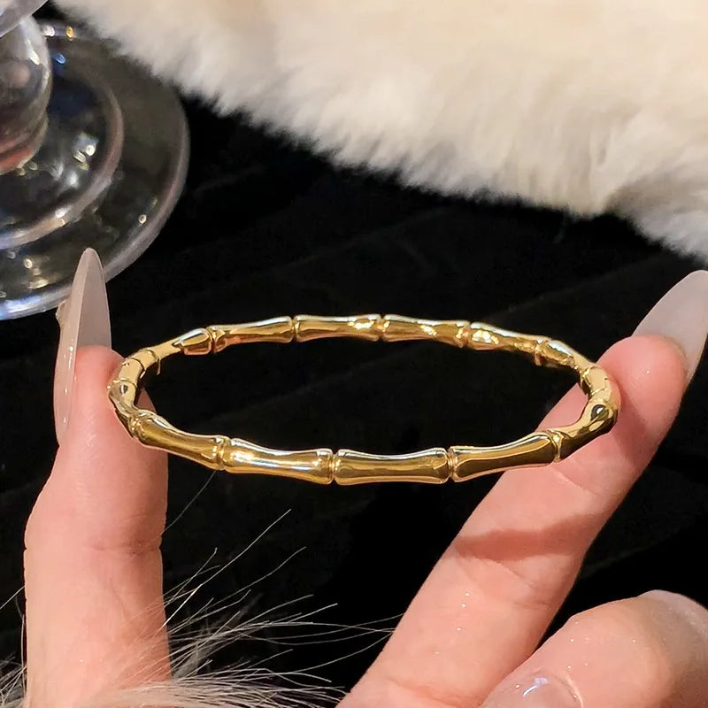 Bracelet en Acier Inoxydable avec Zircons, Plaque en Or, Style Classique pour Femme